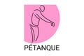 petanque sport vector line icon. practice petanque stance. Royalty Free Stock Photo