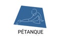 petanque sport vector line icon. practice petanque stance. Royalty Free Stock Photo