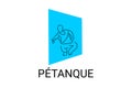petanque sport vector line icon. practice petanque stance. Royalty Free Stock Photo