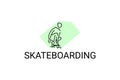 skateboarding vector line icon. playing skateboarding.
