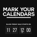 Black Friday Announcement Minimal Mark Your Calendars Typographic Royalty Free Stock Photo