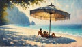 A couple taking sunbath on a serene beach Royalty Free Stock Photo