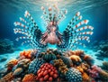 Lionfish hovers over the coral reef Royalty Free Stock Photo