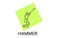 hammer throw sport vector line icon. hammer throw stance. Royalty Free Stock Photo