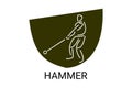 hammer throw sport vector line icon. hammer throw stance. Royalty Free Stock Photo