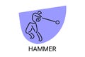 hammer throw sport vector line icon. hammer throw stance. Royalty Free Stock Photo