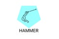 hammer throw sport vector line icon. hammer throw stance. Royalty Free Stock Photo