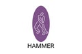 hammer throw sport vector line icon. hammer throw stance. Royalty Free Stock Photo