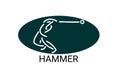 hammer throw sport vector line icon. hammer throw stance. Royalty Free Stock Photo