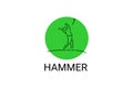 hammer throw sport vector line icon. hammer throw stance. Royalty Free Stock Photo