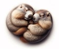 two baby marmots sleeping cuddly side by side