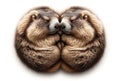 two baby marmots sleeping cuddly side by side