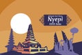 Indonesian translate: Happy Nyepi Day, Vector Illustration. Royalty Free Stock Photo