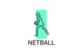 Netball sport vector line icon. A girl playing netball. Royalty Free Stock Photo