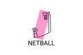 Netball sport vector line icon. A girl playing netball. Royalty Free Stock Photo