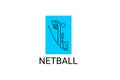 Netball sport vector line icon. A girl playing netball. Royalty Free Stock Photo