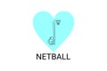 Netball sport vector line icon. A girl playing netball. Royalty Free Stock Photo