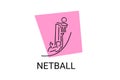 Netball sport vector line icon. A girl playing netball. Royalty Free Stock Photo