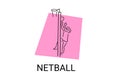 Netball sport vector line icon. A girl playing netball. Royalty Free Stock Photo