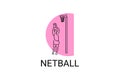 Netball sport vector line icon. A girl playing netball. Royalty Free Stock Photo