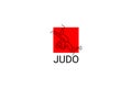 Judo sport vector line icon. sportman, fighting stance. Royalty Free Stock Photo