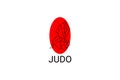 Judo sport vector line icon. sportman, fighting stance. Royalty Free Stock Photo