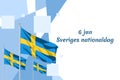 Translation: June 6, National Day. Happy Sweden National Day (Sveriges nationaldag) Vector Illustration. Royalty Free Stock Photo