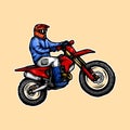 Vintage style colored hand draw of dirt bike isolated design Royalty Free Stock Photo