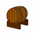 Beer wooden barrel. Oak barrel for aging alcoholic beverages. Large barrel for aging or storing beer, wine, whiskey Royalty Free Stock Photo