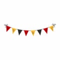 Garland of colored paper flags on a rope. Festive decoration. Festive garland in traditional German colours Royalty Free Stock Photo