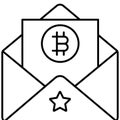 Bitcoin Mail vector icon in line style Royalty Free Stock Photo