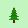 Christmas tree with garland. Vector illustration in flat design style. Royalty Free Stock Photo