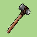 wooden stone hammer or axe isolated colored drawing line art style design Royalty Free Stock Photo