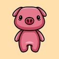 fun cartoon character of pig doll isolated colored drawing line art style design Royalty Free Stock Photo