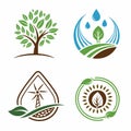 A set of vector logos focused on the theme of ecology, featuring designs related to environmental Royalty Free Stock Photo