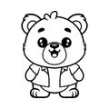 fun cute bear wearing shirt cartoon character isolated drawing line style sketch classic vintage design Royalty Free Stock Photo