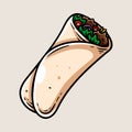single burrito cartoon colored isolated drawing line style sketch classic vintage design Royalty Free Stock Photo