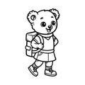 fun cartoon cute bear with school uniform character isolated drawing line style sketch classic vintage design Royalty Free Stock Photo