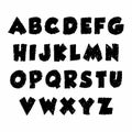 Black and white crayon kids font. Doodle funny alphabet. Wax crayon abc for kindergarten, school. Pencil children font Royalty Free Stock Photo