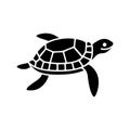Silhouette of a turtle in black against a white background. Royalty Free Stock Photo
