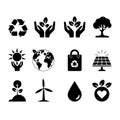 Eco natural logo set in vector silhouette style Royalty Free Stock Photo