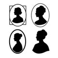 Elegant female cameo set in vector silhouette style Royalty Free Stock Photo