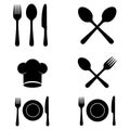 Silhouette Dining Icons Collection for Food and Kitchen Projects Royalty Free Stock Photo