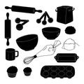 Silhouettes of Baking Tools Minimalist Kitchen Essentials Illustration Royalty Free Stock Photo