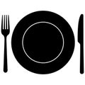 Minimalist dinner setting fork and knife silhouette vector Royalty Free Stock Photo