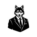 Wolf Business Mascot, Animal in Suit Vector Royalty Free Stock Photo
