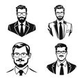 Human icon collection, businessman avatar vector, office worker icon, hipster face design, graphic male portrait, businessman avat Royalty Free Stock Photo