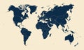 Simple World map. Dark theme World map. Royalty Free Stock Photo