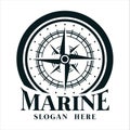 Marine Vintage Logo Black And White, Compass Vector Royalty Free Stock Photo
