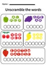 unscramble the words. educational activity for children, preschool kids. Royalty Free Stock Photo